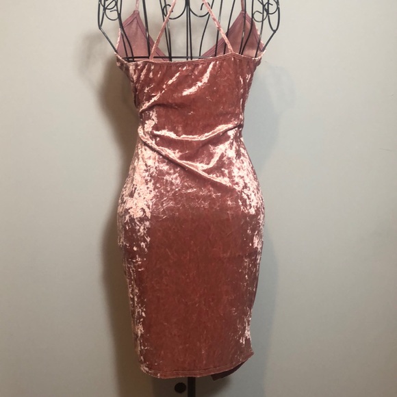 Sold!- NWT Blush Velvet Midi Wrap Dress - Picture 4 of 5